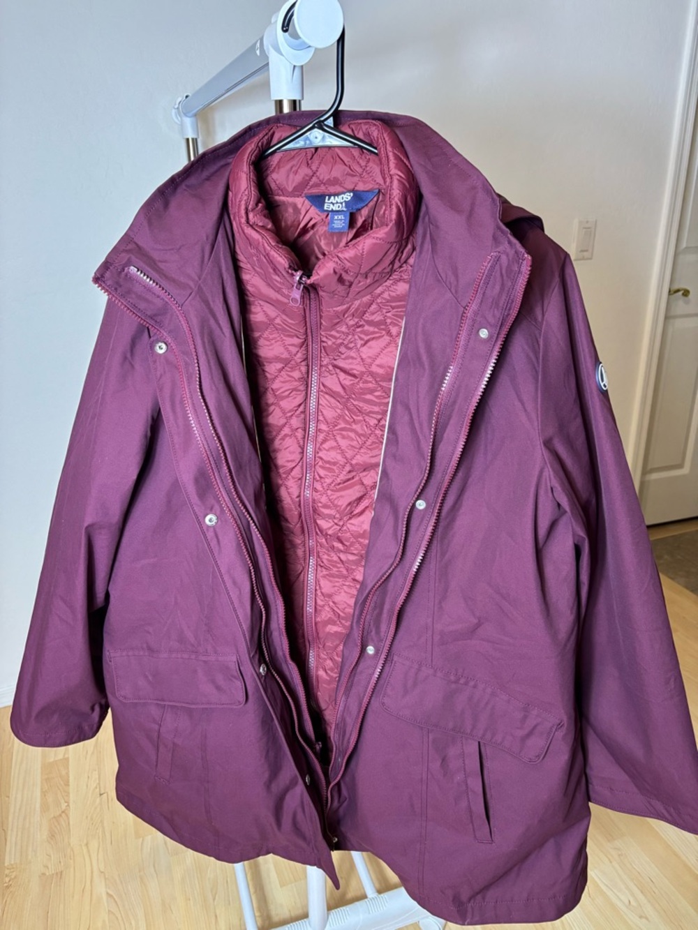 Lands' End Plum Quilted Layered Jacket